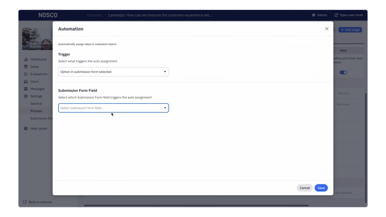 Channel page - Auto Assign Ideas - Submission form field - Assign teams.gif
