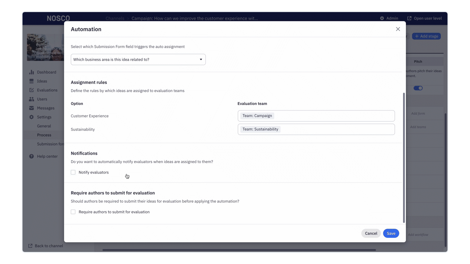 Channel page - Auto Assign Ideas - Submission form - two options.gif